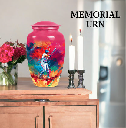 baseball urn with butterfly theme for women's ashes