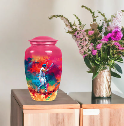 baseball urn with butterfly theme for women's ashes
