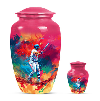 baseball urn with butterfly theme for women's ashes