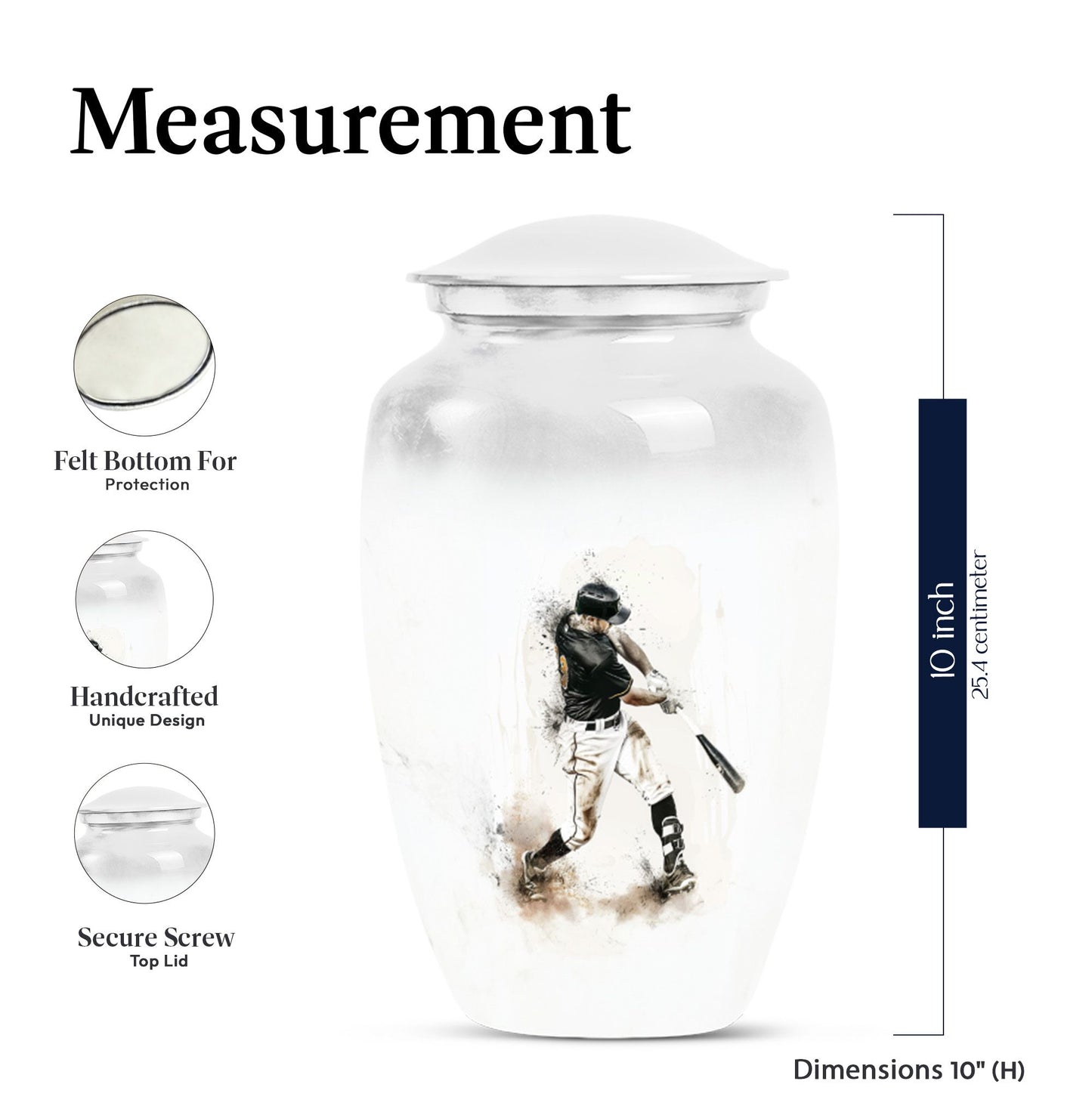 10 Inch Classic Baseball Urn for adult ashes 