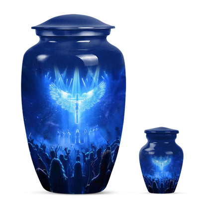 Cross Theme Large Urn With 1 Keepsake Urn