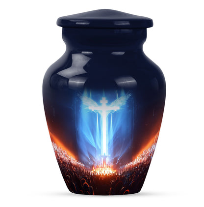 10-inch classic urn with aurora borealis theme.