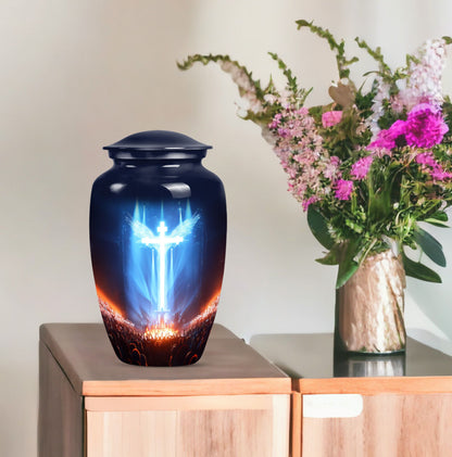 10-inch classic urn with aurora borealis theme.