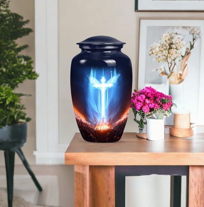 10-inch classic urn with aurora borealis theme.