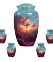 Cross Theme Large Urn With 4 Keepsake Urn