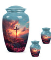 Cross Theme Large Urn With 2 Keepsake Urn