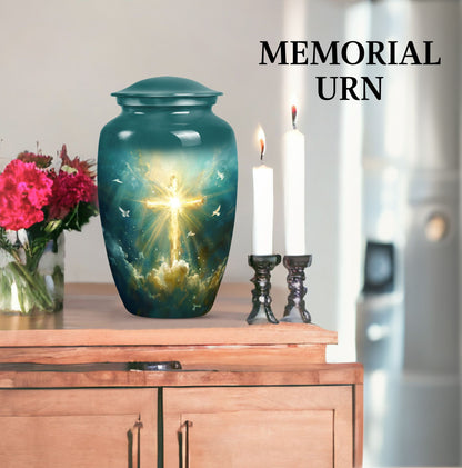 Cross urn for adult male human ashes
