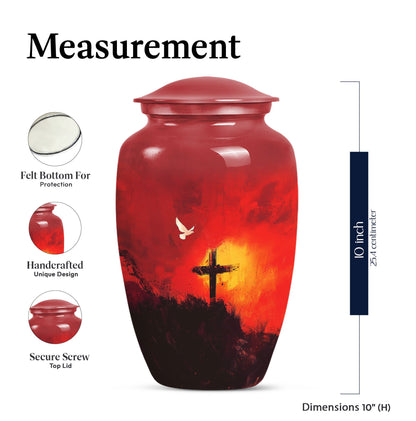 Aurora Borealis themed cross urn for adult human ashes