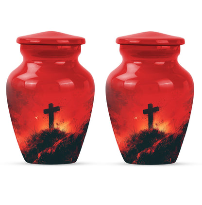  cross urn in aurora borealis 