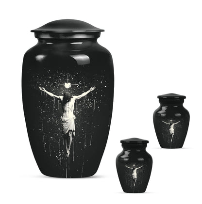 Classic 10-inch aluminum gramophone-themed cross urn.