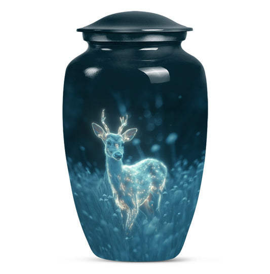 Classic aluminium deer urn for mother's cremation ashes