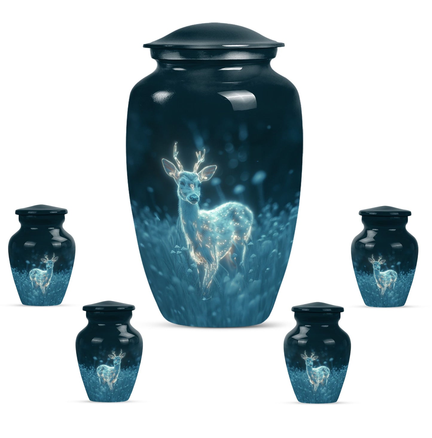 Classic aluminium deer urn for mother's cremation ashes