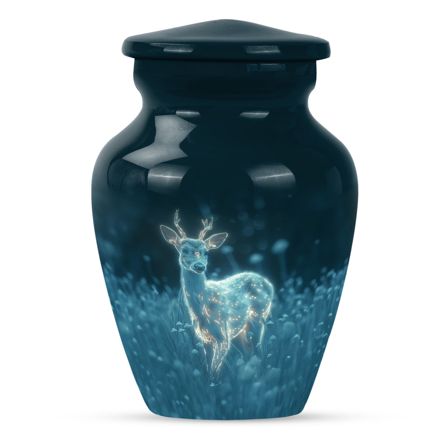 Classic aluminium deer urn for mother's cremation ashes