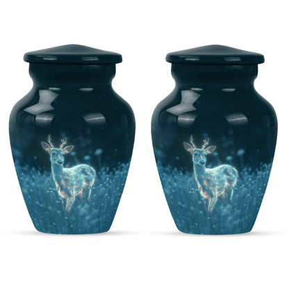 Classic aluminium deer urn for mother's cremation ashes