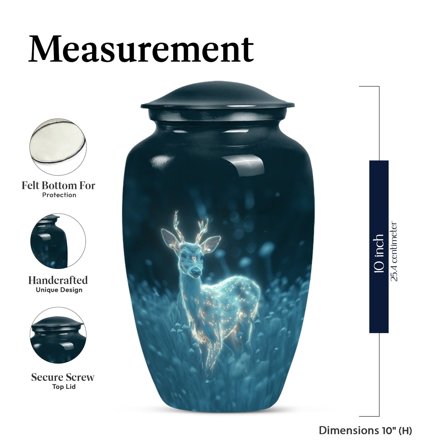 Classic aluminium deer urn for mother's cremation ashes