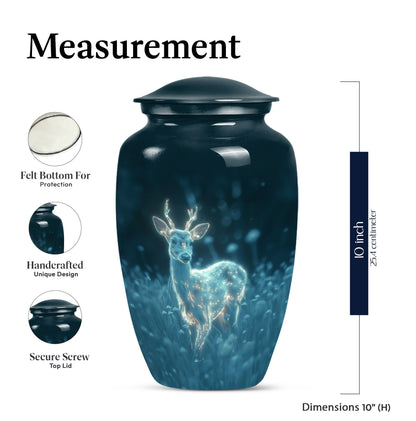 Classic aluminium deer urn for mother's cremation ashes