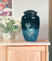 Classic aluminium deer urn for mother's cremation ashes