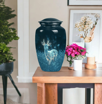 Classic aluminium deer urn for mother's cremation ashes