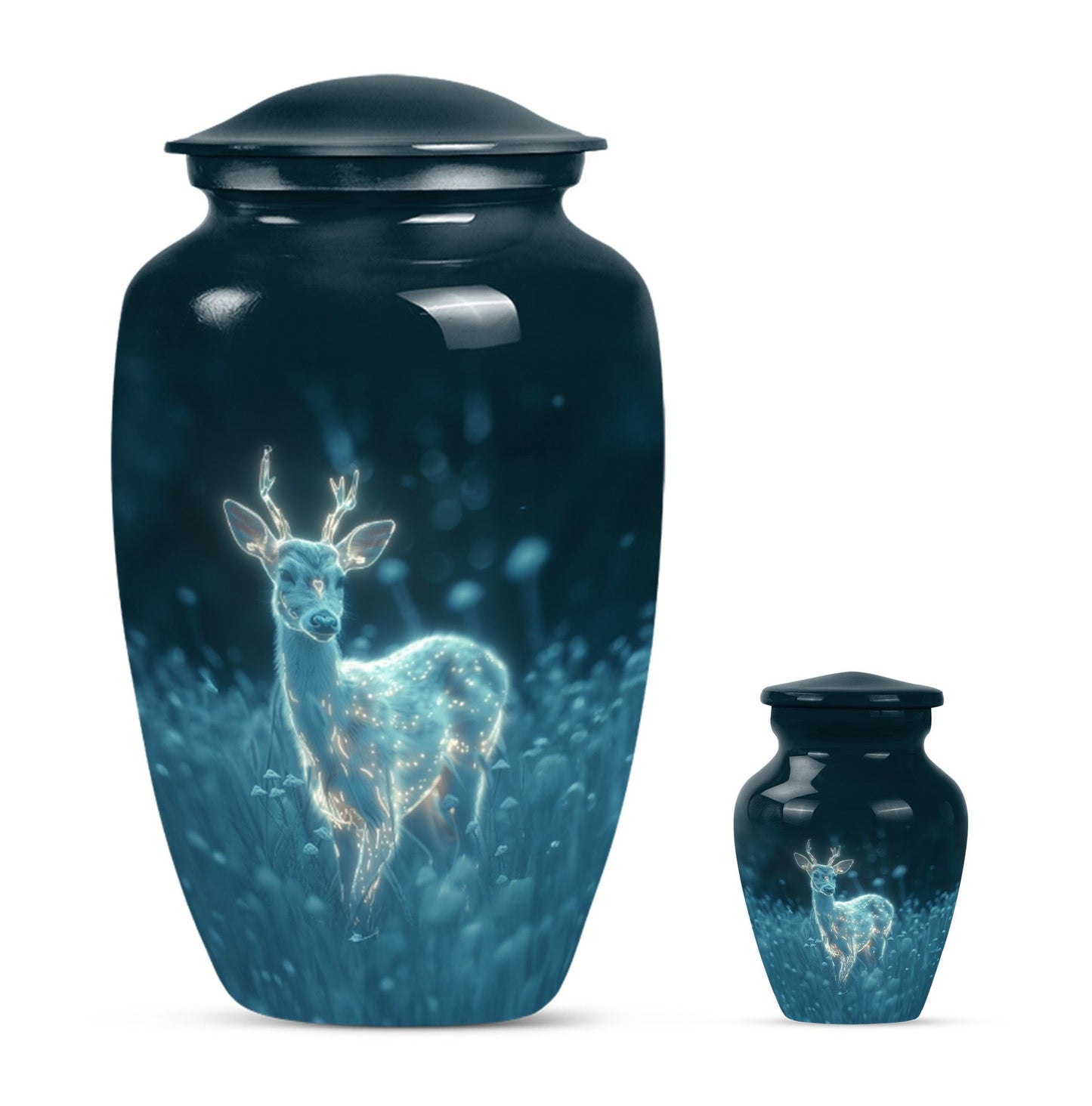 Classic aluminium deer urn for mother's cremation ashes