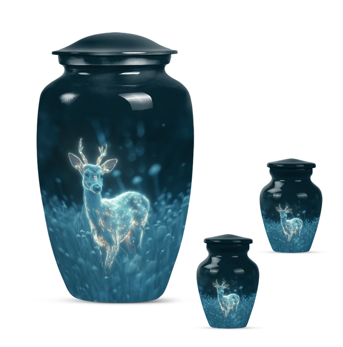 Classic aluminium deer urn for mother's cremation ashes