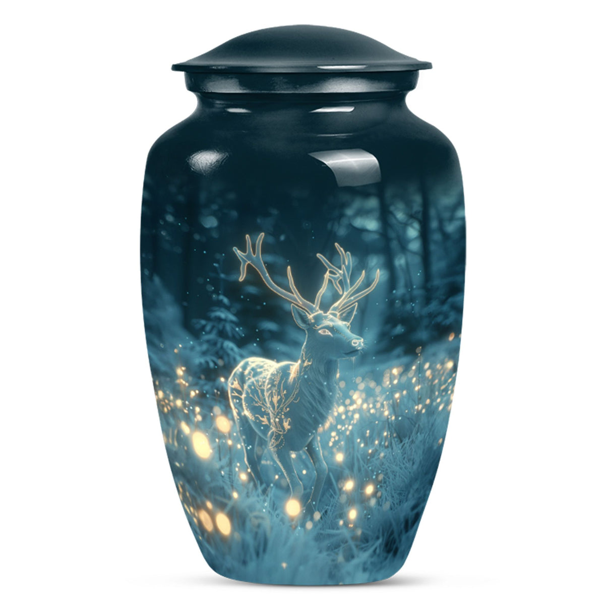 Large classic urn for cremation, handcrafted in aluminium.
