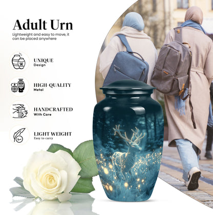 Large classic urn for cremation, handcrafted in aluminium.
