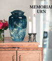 Large classic urn for cremation, handcrafted in aluminium.