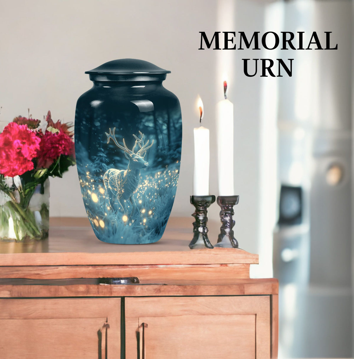 Large classic urn for cremation, handcrafted in aluminium.