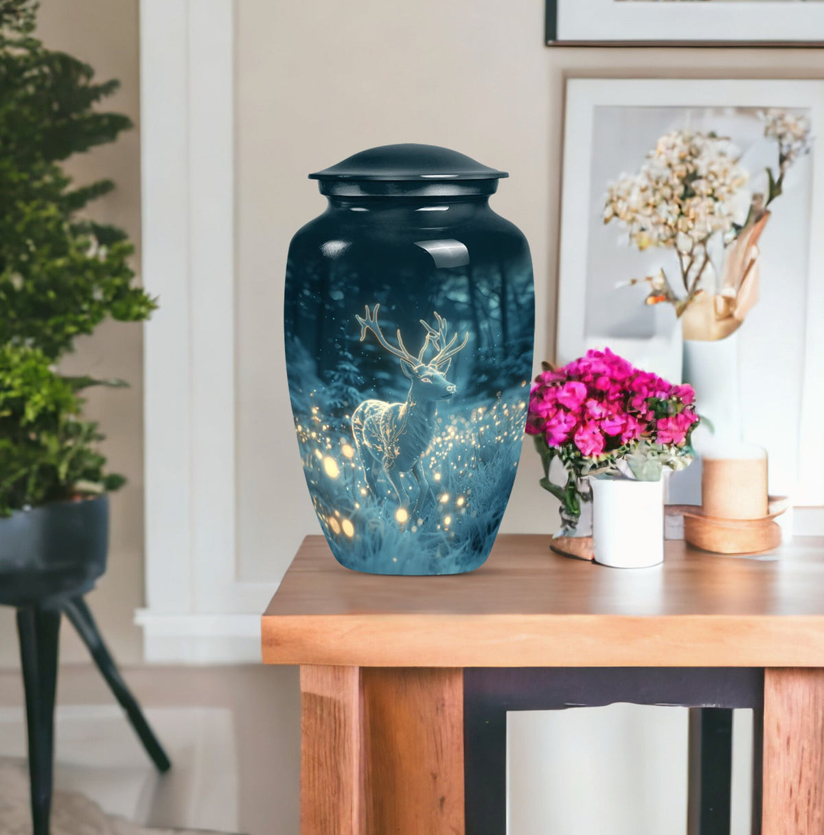 Large classic urn for cremation, handcrafted in aluminium.