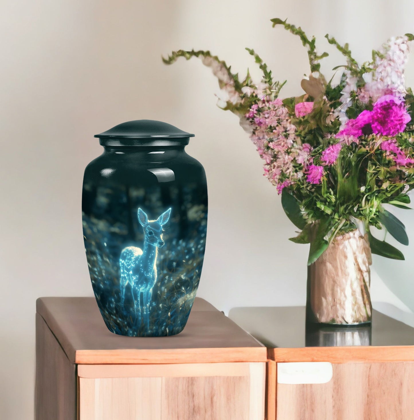 10-inch classic deer cremation urn