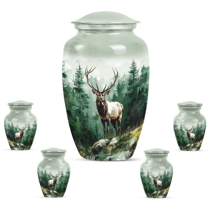 Classic 10-inch aluminium deer urn for human ashes.