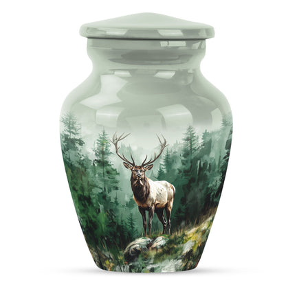 Classic 10-inch aluminium deer urn for human ashes.