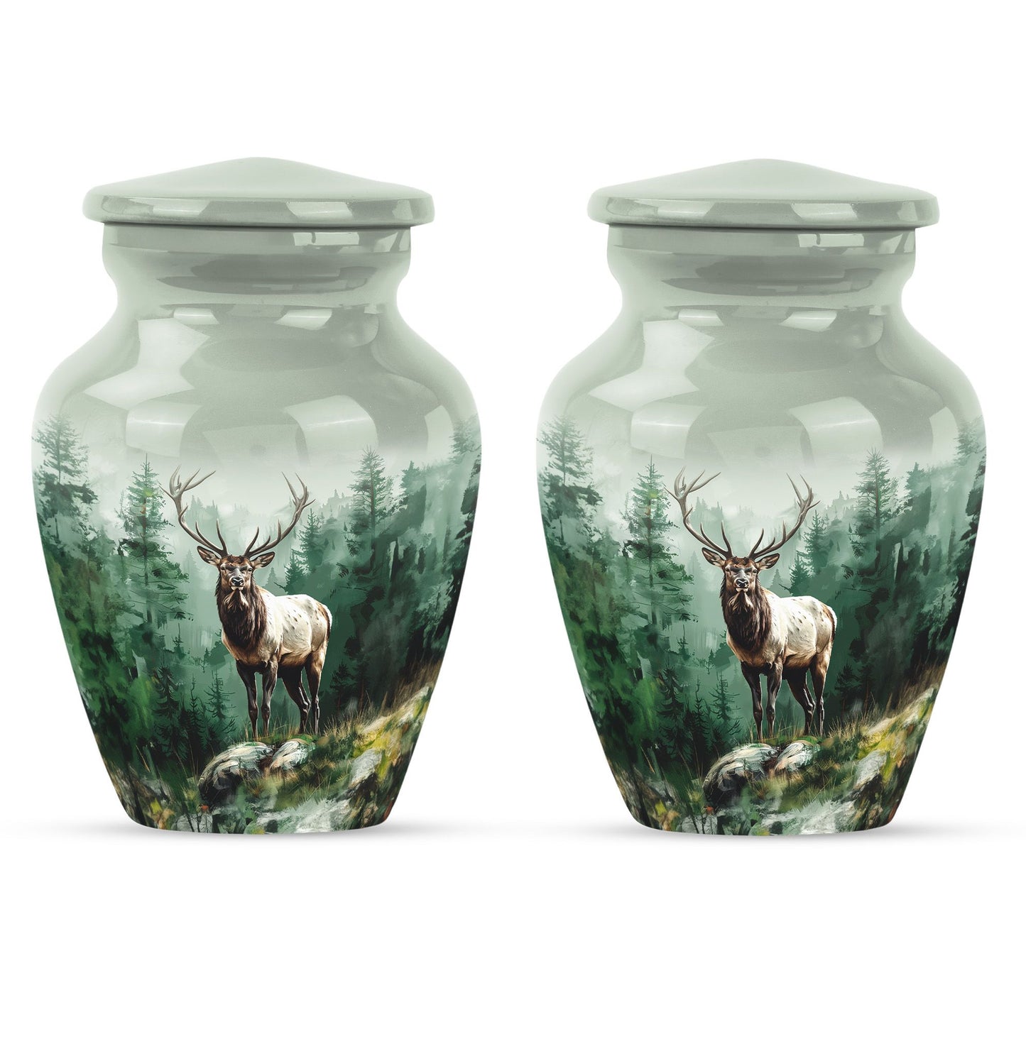 Classic 10-inch aluminium deer urn for human ashes.