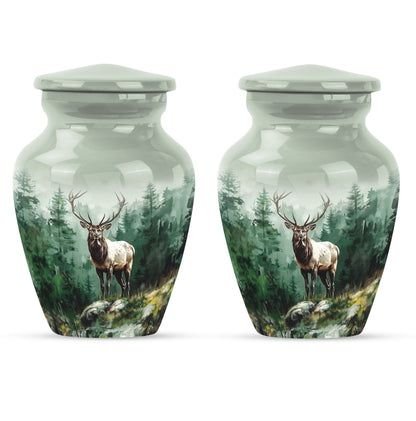 Classic 10-inch aluminium deer urn for human ashes.