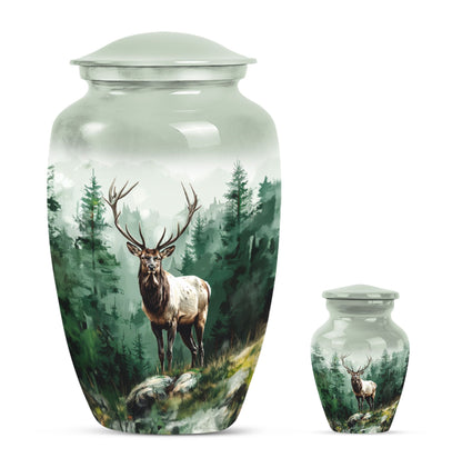 Classic 10-inch aluminium deer urn for human ashes.