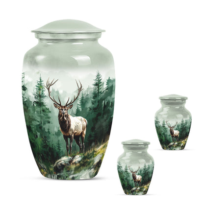 Classic 10-inch aluminium deer urn for human ashes.