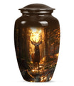  deer urn, memorial large urn for women, gramophone-themed