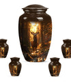  deer urn, memorial large urn for women, gramophone-themed
