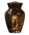 deer urn, memorial large urn for women, gramophone-themed