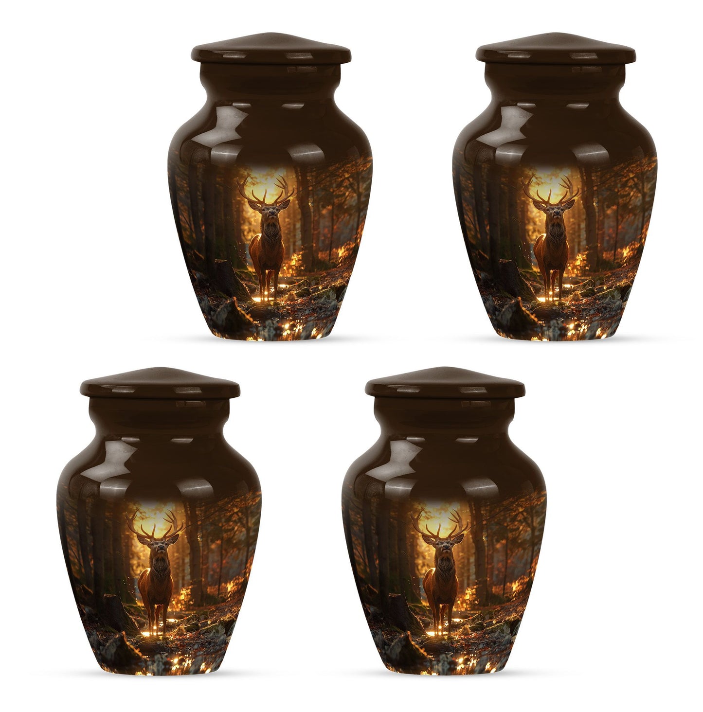  deer urn, memorial large urn for women, gramophone-themed
