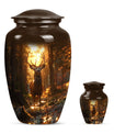  deer urn, memorial large urn for women, gramophone-themed