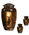  deer urn, memorial large urn for women, gramophone-themed