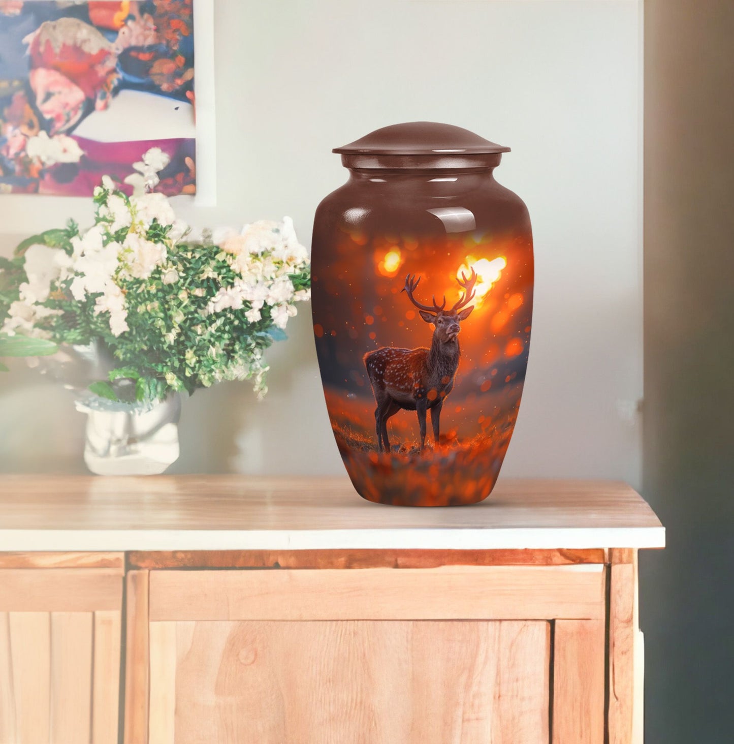 Classic 10 inch deer urn as a gramophone Theme.