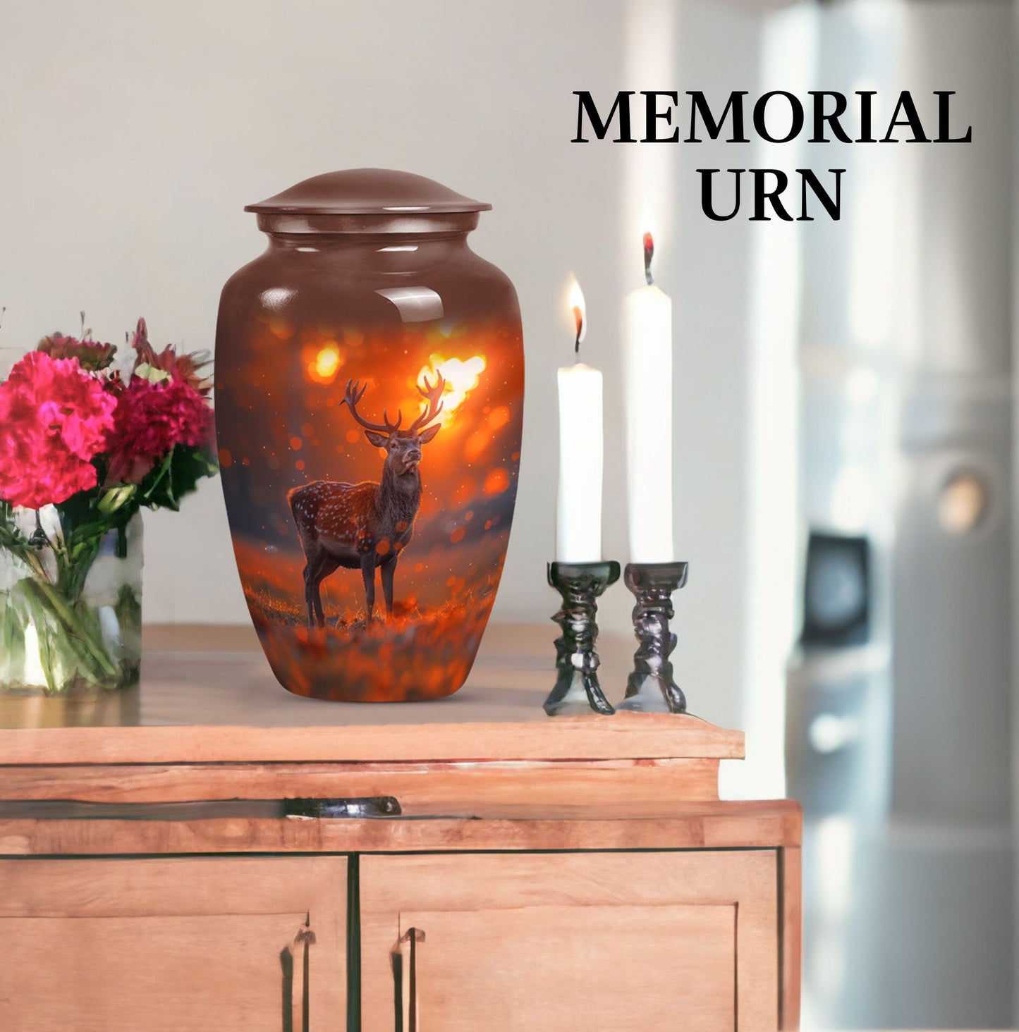 Classic 10 inch deer urn as a gramophone Theme.