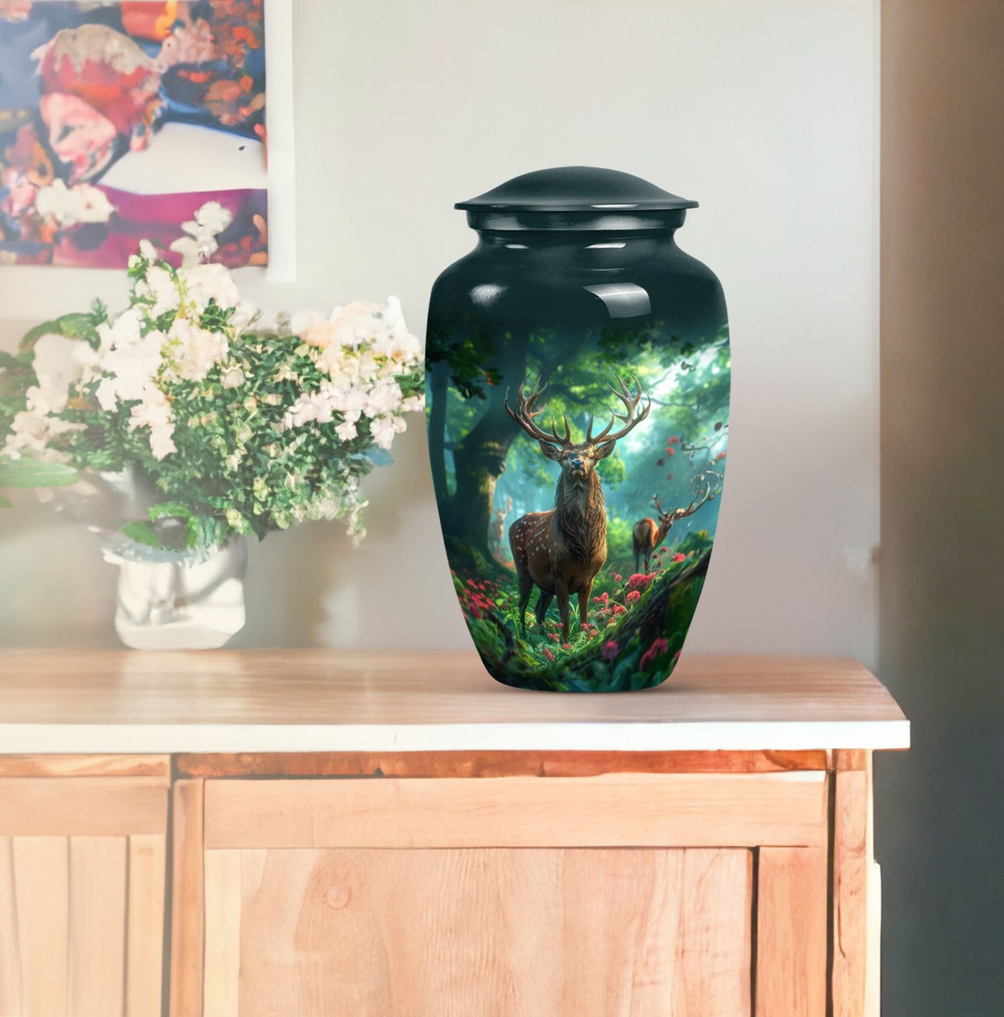 Classic Gramophone themed Deer Urn for human ashes.