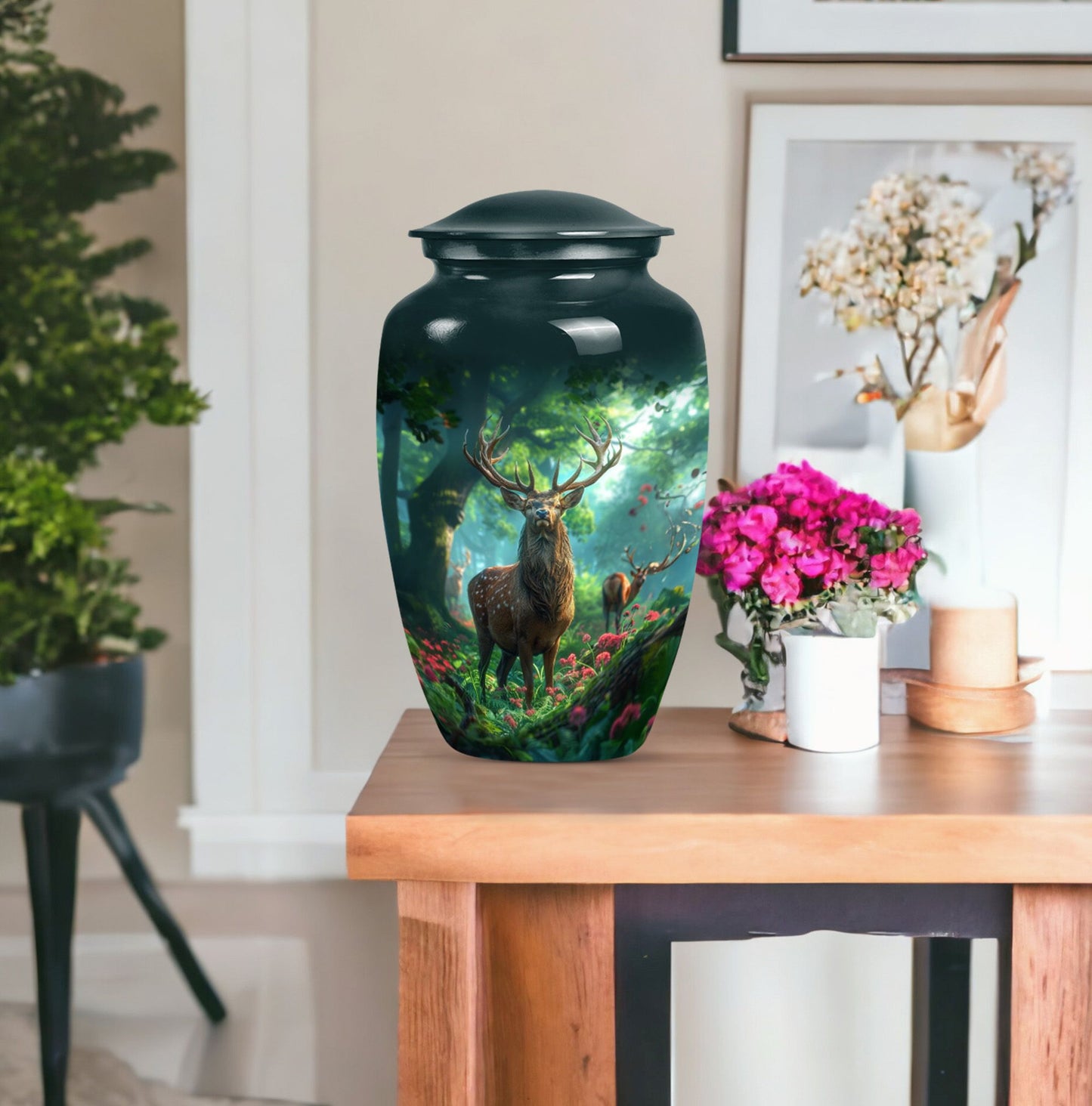 Classic Gramophone themed Deer Urn for human ashes.