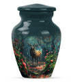 Classic 10-inch deer cremation urn with Gramophone theme, personal engraving option