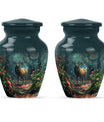 Classic 10-inch deer cremation urn with Gramophone theme, personal engraving option