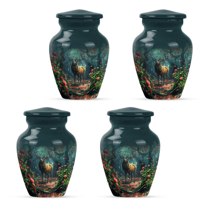 Classic 10-inch deer cremation urn with Gramophone theme, personal engraving option