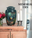 Classic 10-inch deer cremation urn with Gramophone theme, personal engraving option